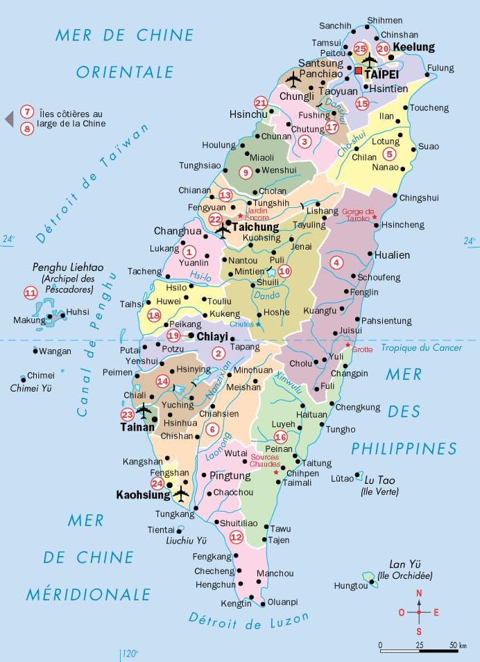 வரைபடம் தைவான் நகரங்கள்