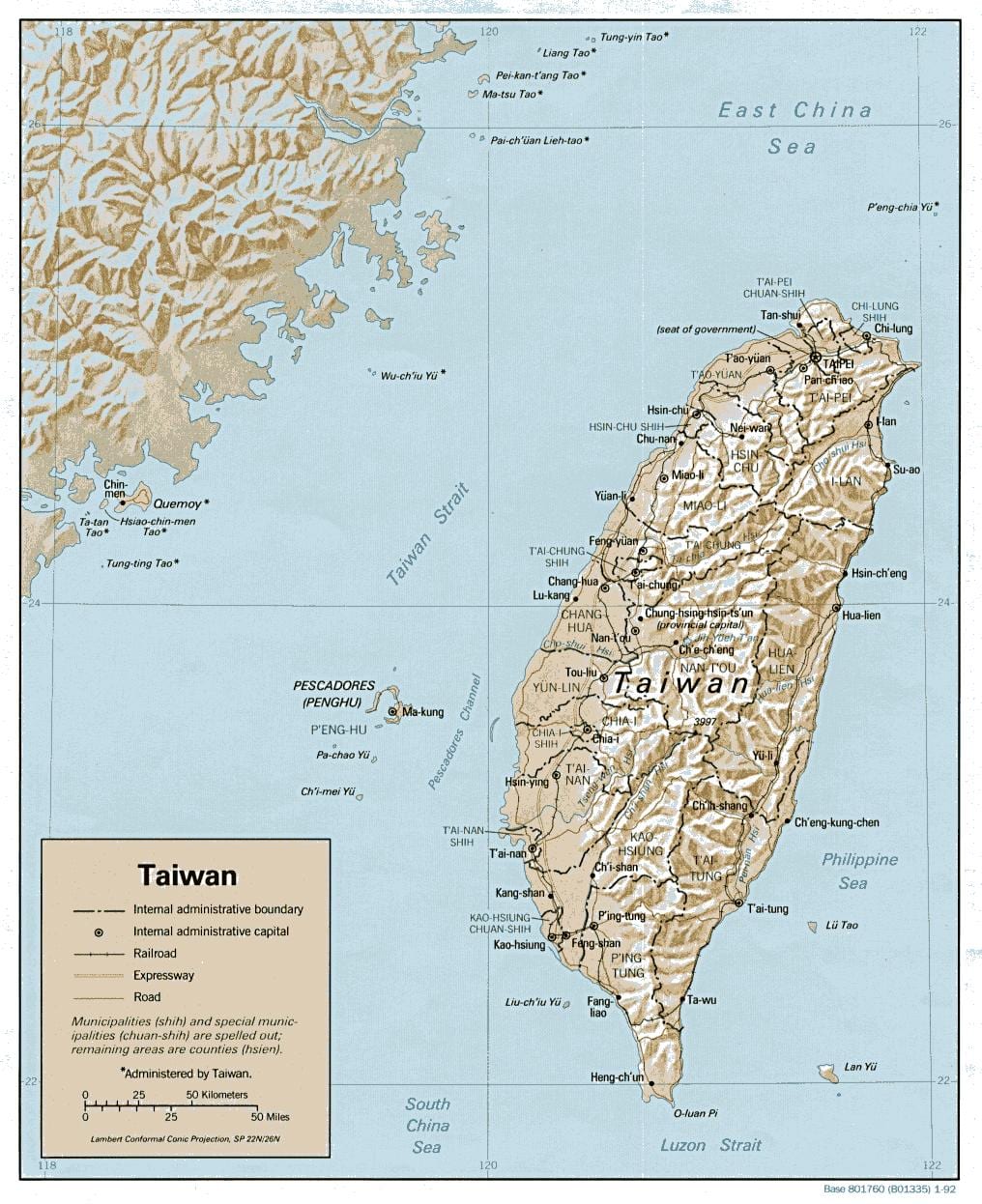 வரைபடம் தைவான் topographic